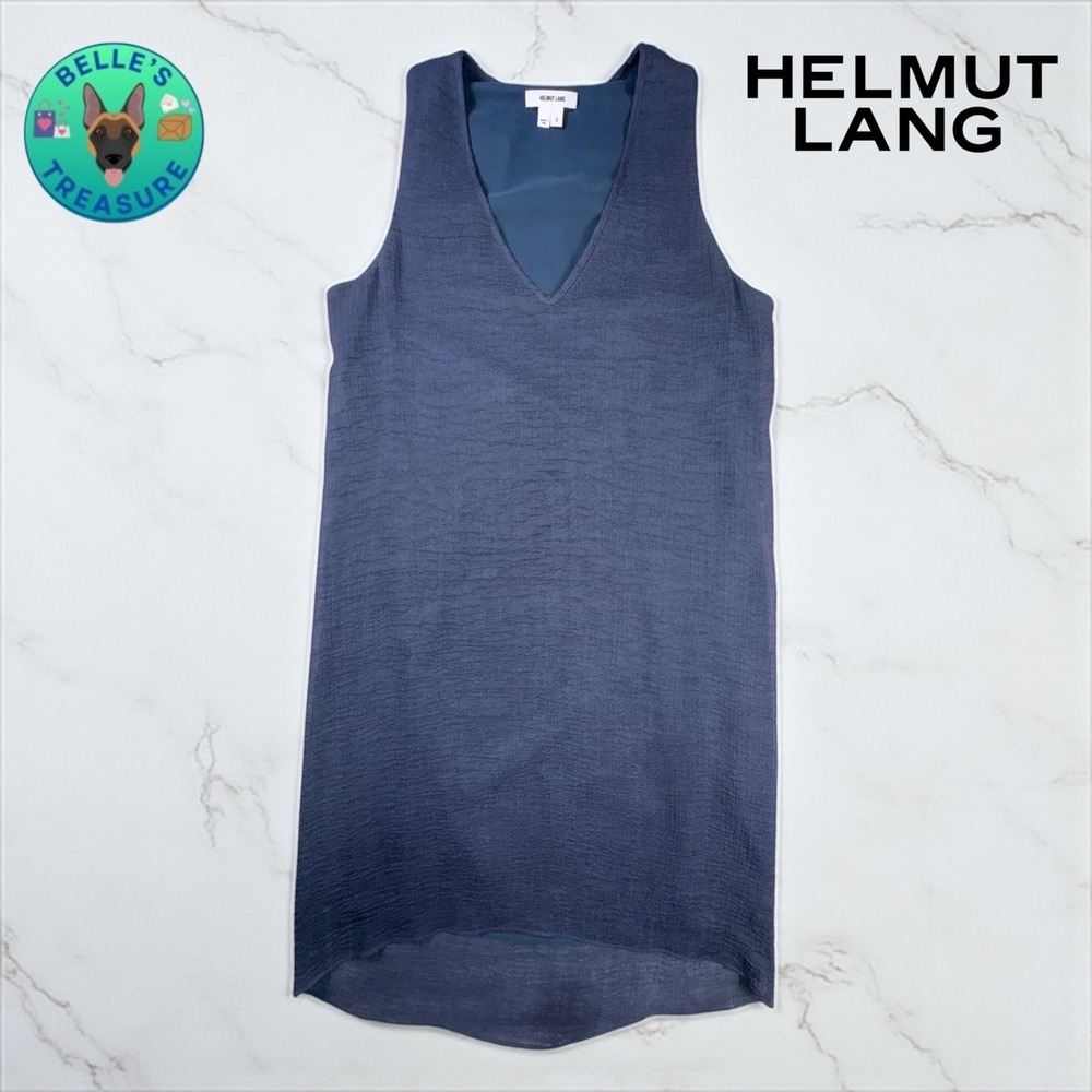 Helmut Lang Breeze Dress Small Dark Green Sheer Gauze Shift Slip Euro Summer - Picture 2 of 11